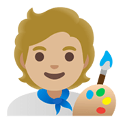 Emoji 🧑🏼‍🎨 Artista: Carnagione Abbastanza Chiara su Google Android 11.0 December 2020 Feature Drop.
