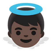 👼🏿 Emoji Bebé ángel: Tono De Piel Oscuro en Google Android 11.0 December 2020 Feature Drop.