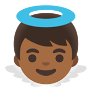 👼🏾 Emoji Bebé ángel: Tono De Piel Oscuro Medio en Google Android 11.0 December 2020 Feature Drop.