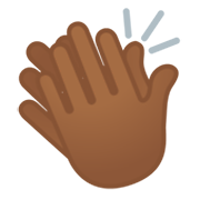 👏🏾 Emoji Mãos Aplaudindo: Pele Morena Escura na Google Android 11.0 December 2020 Feature Drop.