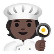 Emoji 🧑🏿‍🍳 Persona Che Cucina: Carnagione Scura su Google Android 11.0 December 2020 Feature Drop.