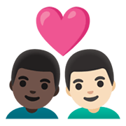 👨🏿‍❤️‍👨🏻 Emoji Casal Apaixonado - Homem: Pele Escura, Homem: Pele Clara na Google Android 11.0 December 2020 Feature Drop.