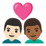 👨🏻‍❤️‍👨🏾 Emoji Casal Apaixonado - Homem: Pele Clara, Homem: Pele Morena Escura na Google Android 11.0 December 2020 Feature Drop.