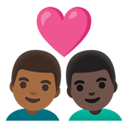 👨🏾‍❤️‍👨🏿 Emoji Pareja Enamorada - Hombre: Tono De Piel Oscuro Medio, Hombre: Tono De Piel Oscuro en Google Android 11.0 December 2020 Feature Drop.