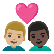 👨🏼‍❤️‍👨🏿 Emoji Pareja Enamorada - Hombre: Tono De Piel Claro Medio, Hombre: Tono De Piel Oscuro en Google Android 11.0 December 2020 Feature Drop.