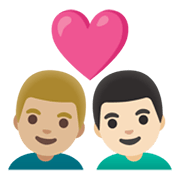 👨🏼‍❤️‍👨🏻 Emoji Casal Apaixonado - Homem: Pele Morena Clara, Homem: Pele Clara na Google Android 11.0 December 2020 Feature Drop.