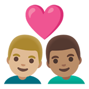 👨🏼‍❤️‍👨🏽 Emoji Casal Apaixonado - Homem: Pele Morena Clara, Homem: Pele Morena na Google Android 11.0 December 2020 Feature Drop.