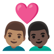👨🏽‍❤️‍👨🏿 Emoji Pareja Enamorada - Hombre: Tono De Piel Medio, Hombre: Tono De Piel Oscuro en Google Android 11.0 December 2020 Feature Drop.