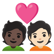 🧑🏿‍❤️‍🧑🏻 Emoji Casal Apaixonado: Pessoa, Pessoa, Pele Escura, Pele Clara na Google Android 11.0 December 2020 Feature Drop.