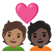 Emoji 🧑🏽‍❤️‍🧑🏿 Coppia Con Cuore: persona, persona, Carnagione Olivastra, Carnagione Scura su Google Android 11.0 December 2020 Feature Drop.