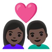 👩🏿‍❤️‍👨🏿 Emoji Pareja Enamorada - Mujer: Tono De Piel Oscuro, Hombre: Tono De Piel Oscuro en Google Android 11.0 December 2020 Feature Drop.