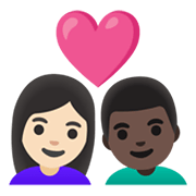 👩🏻‍❤️‍👨🏿 Emoji Casal Apaixonado - Mulher: Pele Clara, Homem: Pele Escura na Google Android 11.0 December 2020 Feature Drop.