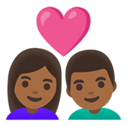 Emoji 👩🏾‍❤️‍👨🏾 Coppia Con Cuore - Donna: Carnagione Abbastanza Scura, Uomo: Carnagione Abbastanza Scura su Google Android 11.0 December 2020 Feature Drop.
