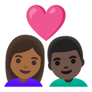 Emoji 👩🏾‍❤️‍👨🏿 Coppia Con Cuore - Donna: Carnagione Abbastanza Scura, Uomo: Carnagione Scura su Google Android 11.0 December 2020 Feature Drop.