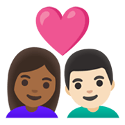 👩🏾‍❤️‍👨🏻 Emoji Casal Apaixonado - Mulher: Pele Morena Escura, Homem: Pele Clara na Google Android 11.0 December 2020 Feature Drop.