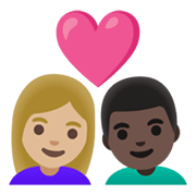 👩🏼‍❤️‍👨🏿 Emoji Pareja Enamorada - Mujer: Tono De Piel Claro Medio, Hombre: Tono De Piel Oscuro en Google Android 11.0 December 2020 Feature Drop.