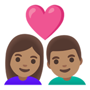 👩🏽‍❤️‍👨🏽 Emoji Casal Apaixonado - Mulher: Pele Morena, Homem: Pele Morena na Google Android 11.0 December 2020 Feature Drop.