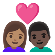 👩🏽‍❤️‍👨🏿 Emoji Casal Apaixonado - Mulher: Pele Morena, Homem: Pele Escura na Google Android 11.0 December 2020 Feature Drop.