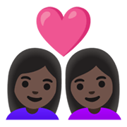 Emoji 👩🏿‍❤️‍👩🏿 Coppia Con Cuore - Donna: Carnagione Scura, Donna: Carnagione Scura su Google Android 11.0 December 2020 Feature Drop.