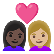Emoji 👩🏿‍❤️‍👩🏼 Coppia Con Cuore - Donna: Carnagione Scura, Donna: Carnagione Abbastanza Chiara su Google Android 11.0 December 2020 Feature Drop.