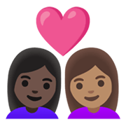 👩🏿‍❤️‍👩🏽 Emoji Casal Apaixonado - Mulher: Pele Escura, Mulher: Pele Morena na Google Android 11.0 December 2020 Feature Drop.