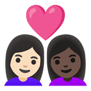 👩🏻‍❤️‍👩🏿 Emoji Pareja Enamorada - Mujer: Tono De Piel Claro, Mujer: Tono De Piel Oscuro en Google Android 11.0 December 2020 Feature Drop.