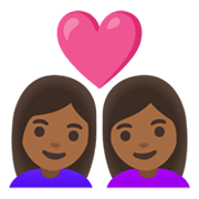 👩🏾‍❤️‍👩🏾 Emoji Casal Apaixonado - Mulher: Pele Morena Escura, Mulher: Pele Morena Escura na Google Android 11.0 December 2020 Feature Drop.