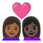 👩🏾‍❤️‍👩🏿 Emoji Pareja Enamorada - Mujer: Tono De Piel Oscuro Medio, Mujer: Tono De Piel Oscuro en Google Android 11.0 December 2020 Feature Drop.