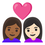 👩🏾‍❤️‍👩🏻 Emoji Casal Apaixonado - Mulher: Pele Morena Escura, Mulher: Pele Clara na Google Android 11.0 December 2020 Feature Drop.