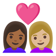 👩🏾‍❤️‍👩🏼 Emoji Liebespaar - Frau: mitteldunkle Hautfarbe, Frau: mittelhelle Hautfarbe Google Android 11.0 December 2020 Feature Drop.