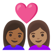 👩🏾‍❤️‍👩🏽 Emoji Liebespaar - Frau: mitteldunkle Hautfarbe, Frau: mittlere Hautfarbe Google Android 11.0 December 2020 Feature Drop.