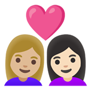👩🏼‍❤️‍👩🏻 Emoji Casal Apaixonado - Mulher: Pele Morena Clara, Mulher: Pele Clara na Google Android 11.0 December 2020 Feature Drop.