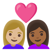 👩🏼‍❤️‍👩🏾 Emoji Liebespaar - Frau: mittelhelle Hautfarbe, Frau: mitteldunkle Hautfarbe Google Android 11.0 December 2020 Feature Drop.