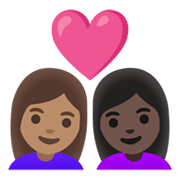Emoji 👩🏽‍❤️‍👩🏿 Coppia Con Cuore - Donna: Carnagione Abbastanza Chiara, Donna: Carnagione Scura su Google Android 11.0 December 2020 Feature Drop.