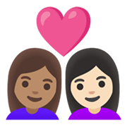 Emoji 👩🏽‍❤️‍👩🏻 Coppia Con Cuore - Donna: Carnagione Olivastra, Donna: Carnagione Chiara su Google Android 11.0 December 2020 Feature Drop.