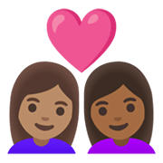 👩🏽‍❤️‍👩🏾 Emoji Casal Apaixonado - Mulher: Pele Morena, Mulher: Pele Morena Escura na Google Android 11.0 December 2020 Feature Drop.