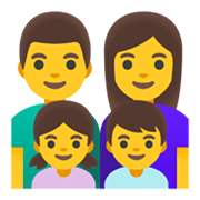 👨‍👩‍👧‍👦 Emoji Familie: Mann, Frau, Mädchen und Junge Google Android 11.0 December 2020 Feature Drop.