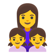 👩‍👧‍👧 Emoji Familie: Frau, Mädchen und Mädchen Google Android 11.0 December 2020 Feature Drop.