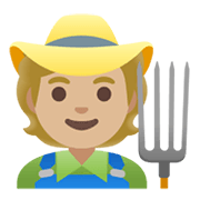 Emoji 🧑🏼‍🌾 Agricoltore: Carnagione Abbastanza Chiara su Google Android 11.0 December 2020 Feature Drop.