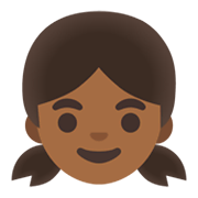 Emoji 👧🏾 Bambina: Carnagione Abbastanza Scura su Google Android 11.0 December 2020 Feature Drop.