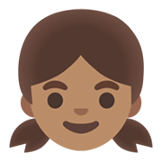 👧🏽 Emoji Mädchen: mittlere Hautfarbe Google Android 11.0 December 2020 Feature Drop.