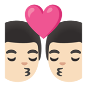 👨🏻‍❤️‍💋‍👨🏻 Emoji sich küssendes Paar - Mann: helle Hautfarbe, Mann: helle Hautfarbe Google Android 11.0 December 2020 Feature Drop.