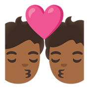 💏🏾 Emoji Beijo, Pele Morena Escura na Google Android 11.0 December 2020 Feature Drop.
