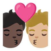Emoji 🧑🏿‍❤️‍💋‍🧑🏼 Bacio Tra Coppia: persona, persona, Carnagione Scura, Carnagione Abbastanza Chiara su Google Android 11.0 December 2020 Feature Drop.