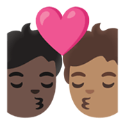 🧑🏿‍❤️‍💋‍🧑🏽 Emoji sich küssendes Paar: Person, Person, dunkle Hautfarbe, mittlere Hautfarbe Google Android 11.0 December 2020 Feature Drop.