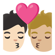 🧑🏻‍❤️‍💋‍🧑🏼 Emoji sich küssendes Paar: Person, Person, helle Hautfarbe, mittelhelle Hautfarbe Google Android 11.0 December 2020 Feature Drop.