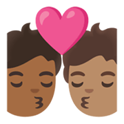 🧑🏾‍❤️‍💋‍🧑🏽 Emoji sich küssendes Paar: Person, Person, mitteldunkle Hautfarbe, mittlere Hautfarbe Google Android 11.0 December 2020 Feature Drop.