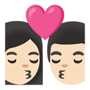 Emoji 👩🏻‍❤️‍💋‍👨🏻 Bacio Tra Coppia - Donna: Carnagione Chiara, Uomo: Carnagione Chiara su Google Android 11.0 December 2020 Feature Drop.