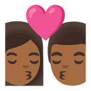 👩🏾‍❤️‍💋‍👨🏾 Emoji Beijo - Mulher: Pele Morena Escura, Homem: Pele Morena Escura na Google Android 11.0 December 2020 Feature Drop.