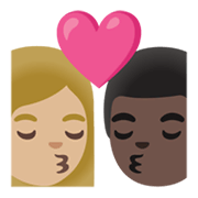 👩🏼‍❤️‍💋‍👨🏿 Emoji sich küssendes Paar - Frau: mittelhelle Hautfarbe, Mann: dunkle Hautfarbe Google Android 11.0 December 2020 Feature Drop.